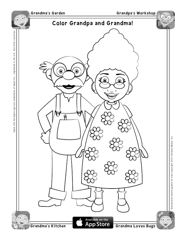Connie's original Color Grandpa and Grandma coloring sheet